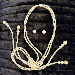 Vintage Opera Necklaces and Real Pearl earrings